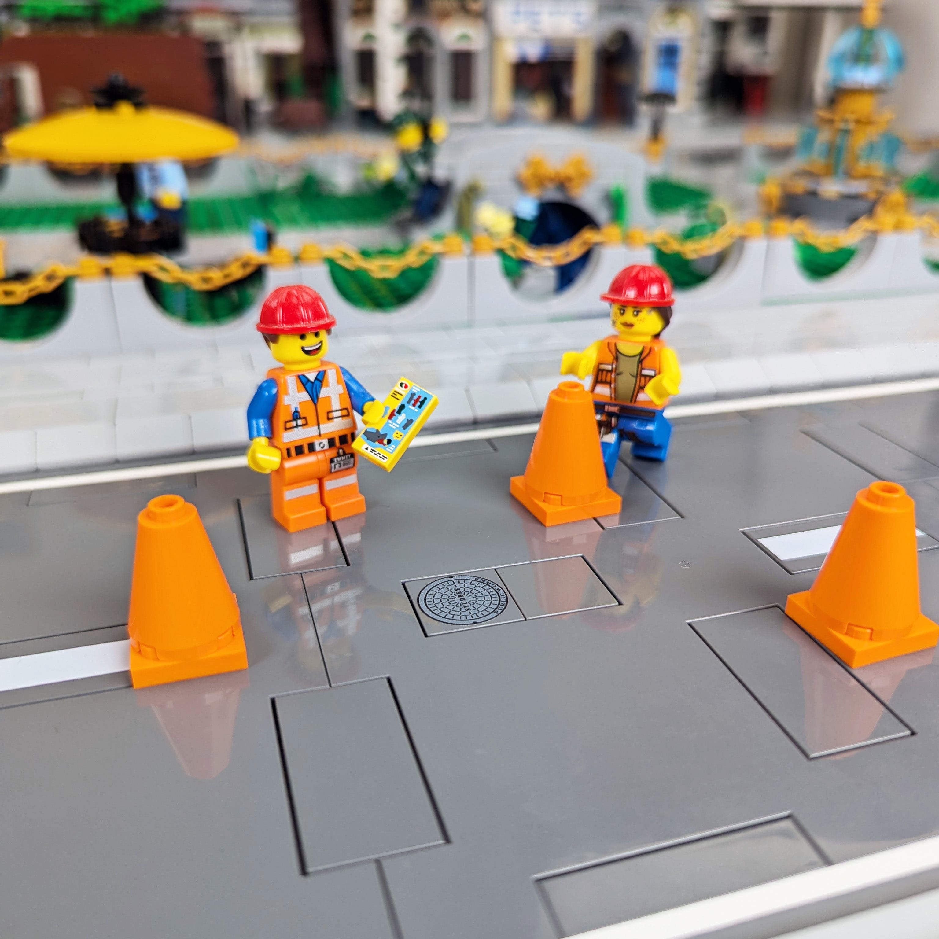 Manhole Cover (Dark Bluish Gray) - Road - SideWalk - 2x2 Tile - Custom Made Using LEGO® Parts